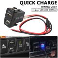 Dual USB QC Car Socket Charger 12-24V 4.2A Dual USB Voltmeter Mobile Phone Quick Charge Power Adapter For Toyota. 