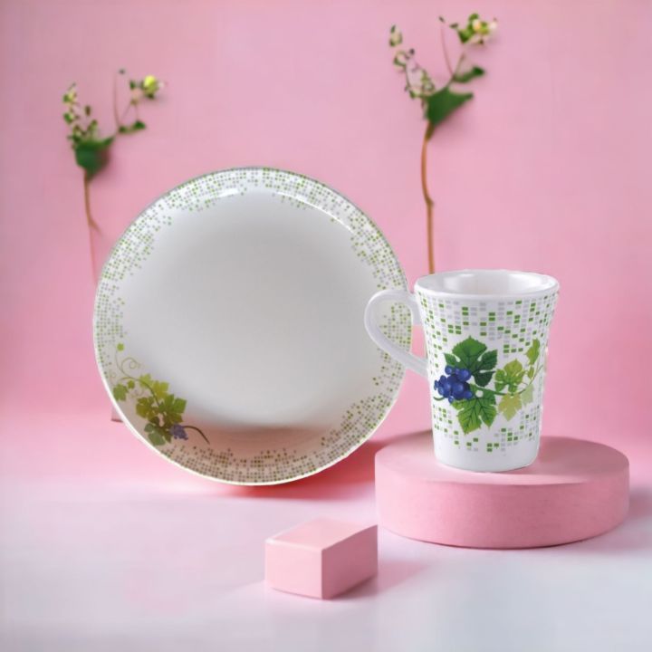 Dinner Set Mix - ( 6*Piece Plate+6*Water-Mug)-Free 1piece Bowl | Daraz ...