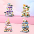 City Street View Building Block Set DIY Ice Cream Coffee Flower Shop Model Building Toy Ideal for Home Decor and Holiday . 