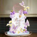 Pink Purple Balls Cake Toppers Butterfly Cake Decorations Happy Birthday Cake Topper for Wedding Baby Shower Birthday Flower The. 