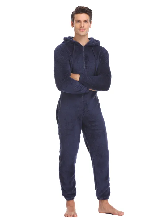 Men's%20Winter%20Warm%20Fluffy%20Teedy%20Fleece%20Pajama%20Onesie%20For%20Men%20Cozy%20Soft%20Warm%20Plush%20Fleece%20Jumpsuit%20Romper%20One%20Piece%20Hooded%20Pajama%20-%20Image%202
