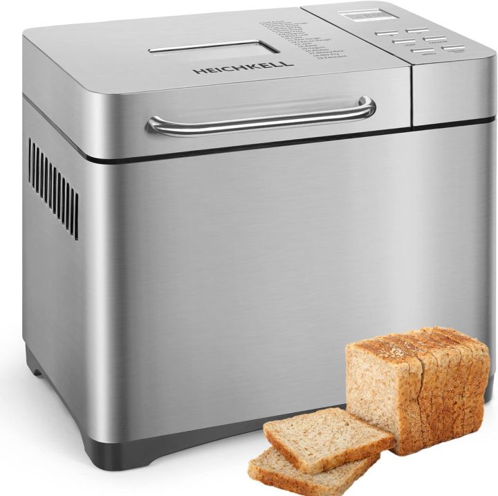 Open Box HEICHKELL Bread Maker Bread Maker Elegant Baking Machine with Automatic Ingredient Box, 650 W, 500-1000 g Bread Weight, Ceramic Coating, Bread Baker 19 Baking Programmes, Gluten Free BPA-Free