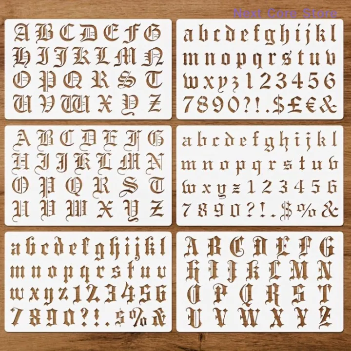 [NC]Gothic Calligraphy Stencil, 6-Pack Reusable Old English Letter ...