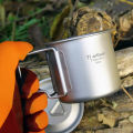 Tiartisan Outdoor Titanium Lightweight Portable Tea Coffee Cup Folding Handle Camping Water Mug for Hiking Travelling.
