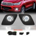 For Toyota Hilux Revo 2015 2016 2017 2018 2019 Car Fog Lamps LED Halogen Daytime Running Lights DRL Front Bumper Daylights 12V. 