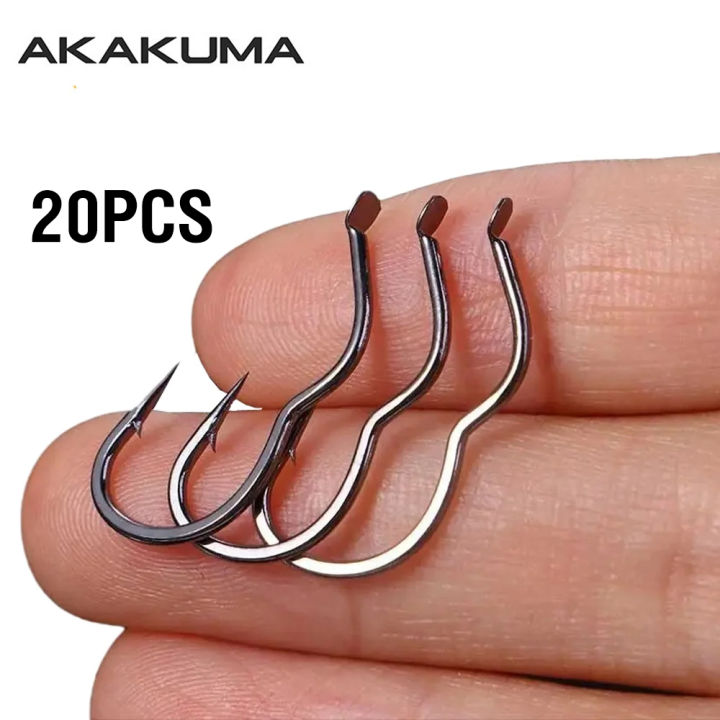 20Pcs Automatic Flipping Fishhook 1#-14# Offset Fishing Hook Two-bend Anti-skid Carp Hook Carbon Steel Hooks With Barb