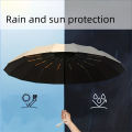 12 Bone Black Glue Fully Automatic Umbrella With Thick And Durable Keel Three Fold Umbrella UV Resistant Folding Umbrella.