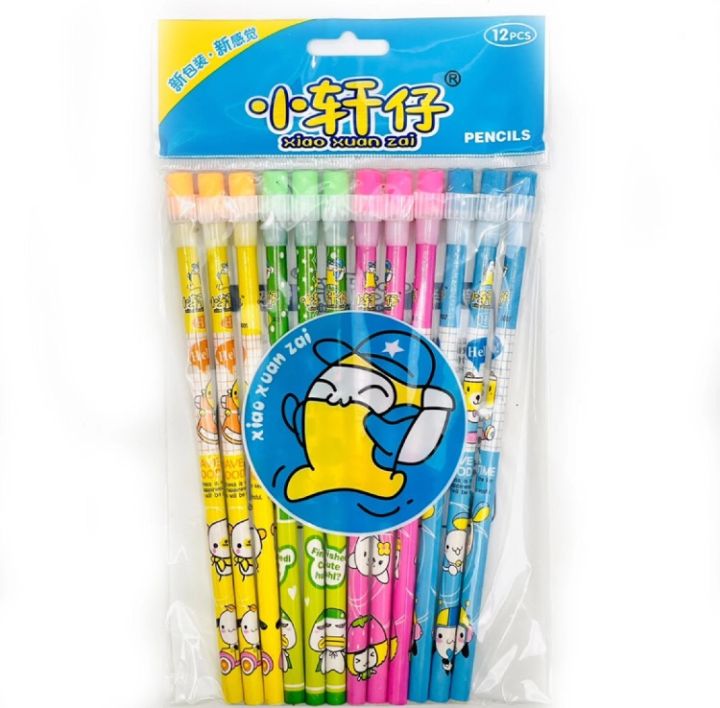 12PCS%20set%20cartoons%20design%20quality%20pencils%20with%20eraser%20-%20Image%204