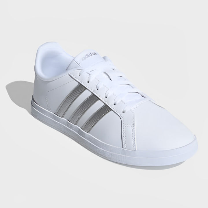 Women White Sneakers Court Point Running Shoes Lace-Up, Vinyl Synthetic Leather, Comfortable, Casual, Free Size, Stylish for College and Outdoor Activities