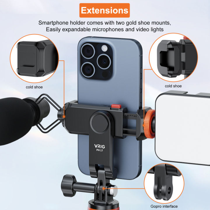 VRIG%20PH17%20Multi-functional%20Phone%20Tripod%20Mount%20Phone%20Holder%20Phone%20Clamp%20360%C2%B0%20Rotatable%20with%20Dual%20Cold%20Shoe%20Mounts%20Accessories%20-%20Image%204