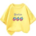 Girls Strawberry Print Short Sleeved T Shirt Summer Kids Cotton Loose T-shirts Harajuku Kawaii Doughnut Tops. 