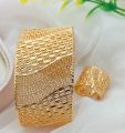 Bangle And  Ring Set Gold Color Adjustable Size. 