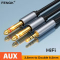 3.5mm to Double 6.5mm TRS Cable AUX Adapter Audio Cable 6.5 Jack to Stereo 3.5 Jack for Mixer Amplifier Speaker 6.35mm Adapter. 