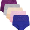 1PCS Plus Size Women's Cotton Underwear High Waisted Tummy Control Panties Full Coverage Briefs Jacquard Ladies Panty. 