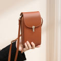 Genuine Leather Phone Bag, Crossbody Bag, Shoulder Bag with 8 Card Slots, ID Evidence Slot, Zipper Pocket, lychee Patterned Cowh. 