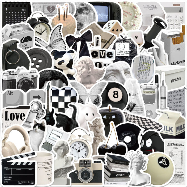 Vintage%20Black%20&%20White%20Fashion%20Style%20Stickers%20of%20%2061pcs%20Vinyl%20Decal%20Merchandise%20Laptop%20Stickers%20for%20Laptops,%20Computers%20-%20Image%205