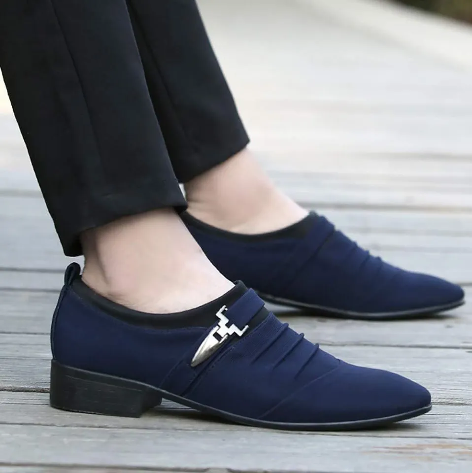 TTJJ Men Casual Shoes Pointed Toe Formal Shoes Canvas Shoes