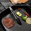 1 Pc Black Silicone Food Tongs, Stainless Steel Food Tongs Outdoor BBQ Clamps For Camping Kitchen Tongs For Baking Steak.