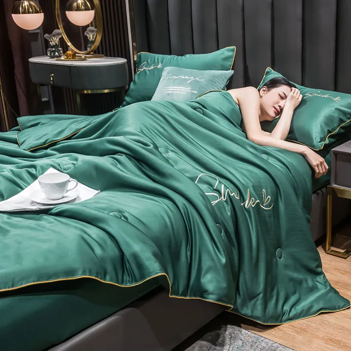 100%25%20Washed%20Silk%20Summer%20Quilt%20Embroidery%20Smooth%20Ice%20Cooling%20Comforter%20for%20Bed%20Silky%20Solid%20Blanket%20Soft%20Cool%20Summer%20Blanket%20-%20Image%203