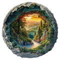 Wooden Puzzles for Adults, Flat Puzzle with 3D Visual Effect, Winter Scene Wooden Jigsaw Puzzles for Adults, Forest River Sunset. 