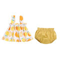 Summer Newborn Baby Clothes For Girls Boys Set Print Thin Mini Dress And PP Shorts 2Pcs Set Infant Baby Clothing Outfit 6-24M.