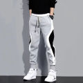 Autumn Men's Wide Loose Casual Pants Mens Patchwork Nine-point Sports  Elastic Rope Breathable Tie-foot Trousers. 
