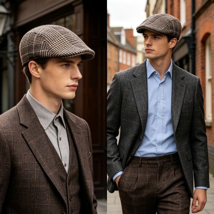 British%20Style%20Gentleman%20Golf%20Baseball%20Hat%20Wool%20Beret%20Cap%20Retro%20Newsboy%20Painters%20Plaid%20Check%20Printed%20Hat%20Waiter%20Cabbie%20Flat%20Visor%20-%20Image%202
