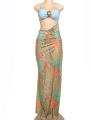 Weird Puss Summer New Dress Women Metallic Flowers Low-Neck Sleeveless Waistless Patchwork Colorful Print Vacation Club Bodycon.