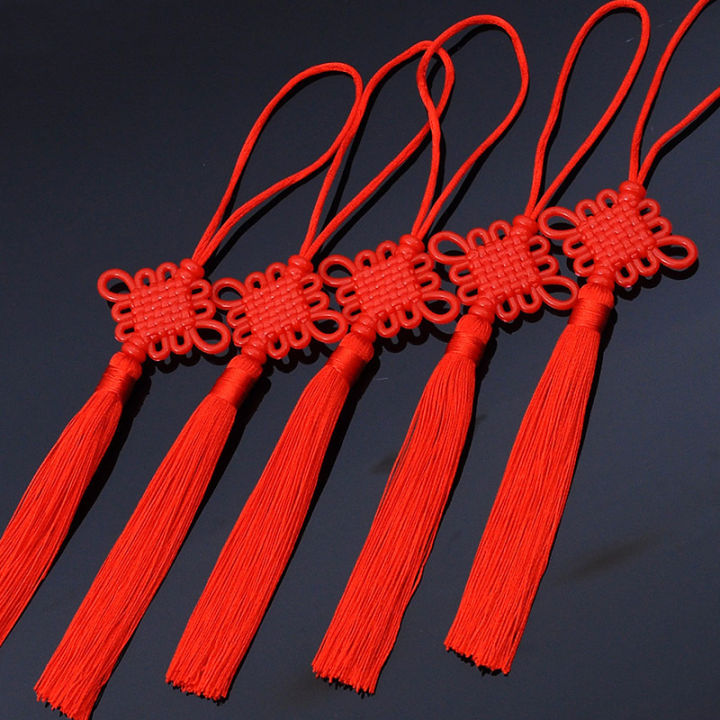 5pcs 24cm New Acrylic Plastic Chinese Tassel Small Big Red Festive Tassel Spring Festival Decoration Chinese Knot Car Hitch