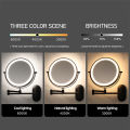 8 Inch Black Wall Mounted Bathroom Mirror 10x Magnifying Makeup Mirror Adjustable Dimming Vanity Cosmetic Mirrors with Light.