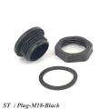 Plug-M18-Black St M18 black waterproof lock hole plug with rubber seal. 