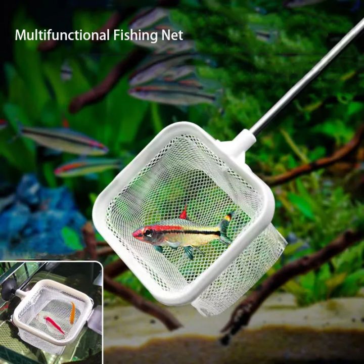 Stainless Fish Net Retractable 3D Aquarium Fish Tank Net Stainless Steel Rod Fishing Round ...