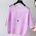 Spring and Summer New Ice Silk Knitted Vest Top Hollow Out Thin Bottoming Sling Streetwear Womens Clothing White Shirt 13686.