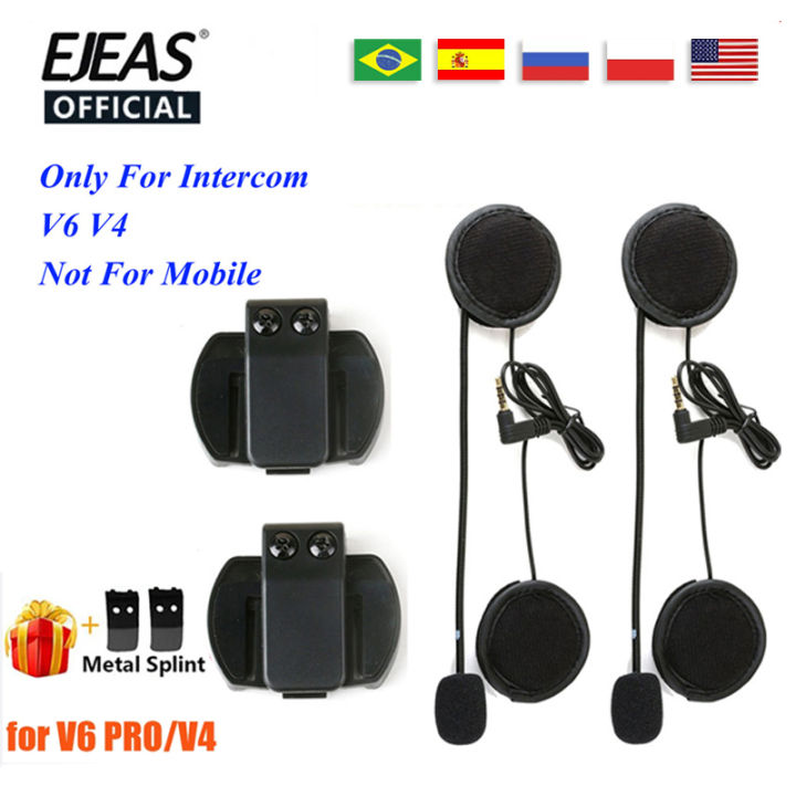 Accessory for EJEAS V6 PRO Helmet Earphone Clip 3.5mm Interface Microphone Speaker Headset for Vnetphone V4 Motorcycle Headphone