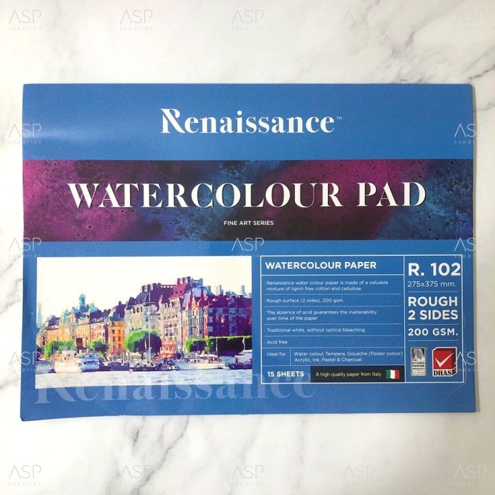 R.102 rough surface Renaissance watercolour pad drawing book with 15 sheets per book (Blue Book)