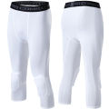 Men's Sports 3/4 Cropped Pants Padded Running Leggings Mens Joggers Elastic Compressions Sweatpant Football Basketball Trousers. 