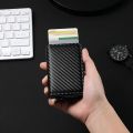 Carbon Fiber Slim Aluminum Men Wallet ID Credit Card Holder Mini RFID Wallet Automatic Pop Up Bank Card Case Black Wallet Purses. 