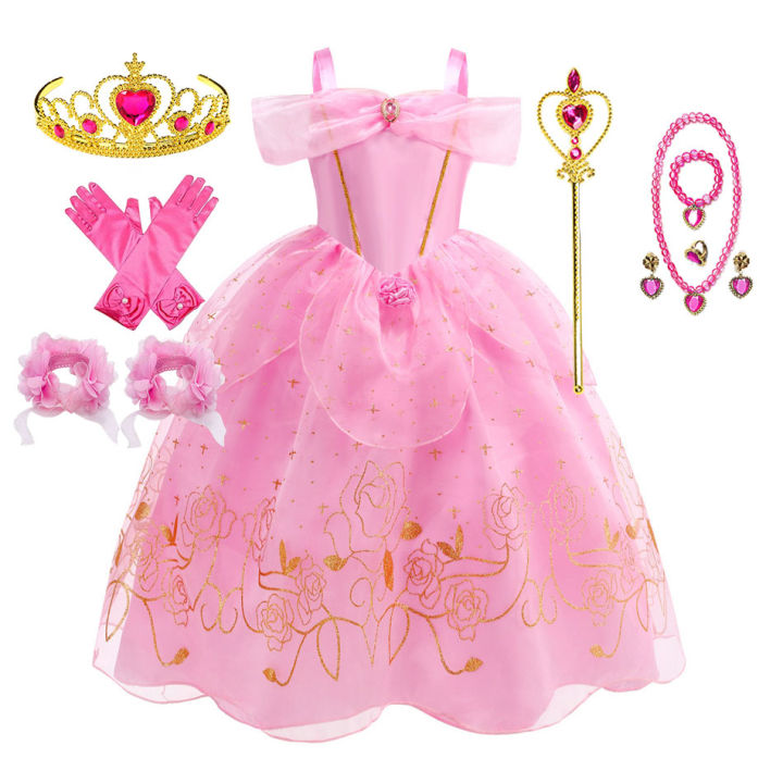 2026 Sleeping Beauty Costume Play Princess Carnival Aurora Birthday Princess Party Dress Halloween Apparel Purim Fairy Vestido