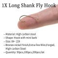 ICERIO 50PCS/100PCS Standard 1X Long Shank Fly Hook Dry&Wet&Nymph&Shrimp Caddis Pupa Streamer Fly Hook Fly Tying Fishing hook. 