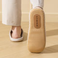 Simple Striped Home Slippers Men's Spring and Autumn Indoor Wooden Floor Bedroom Silent Comfortable Japanese Style Home Shoes.