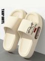 Unisex Couple Style Spring and Summer Eva Soft Thick-Soled Ultra-Comfortable Letter-Printed Indoor Bathroom Outdoor Vacation Casual Versatile Slide Slippers.