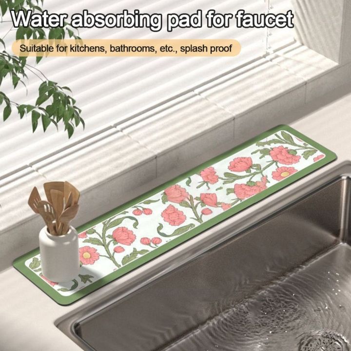 Diatomite Faucet Draining Mat Splash Non-Slip Drying Mat Convenient Multi-function Countertop Protector