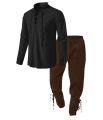 2Pcs Retro Vintage Medieval Renaissance Cosplay Costume Outfits Pirate Viking Halloween Casual Daily LARP Ren Faire Shirt Pants. 
