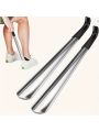 1pc 16.5-inch Stainless Steel Pair Shoehorn With A Black Handle Makes It Easy To Wear Shoes Without Bending Over.