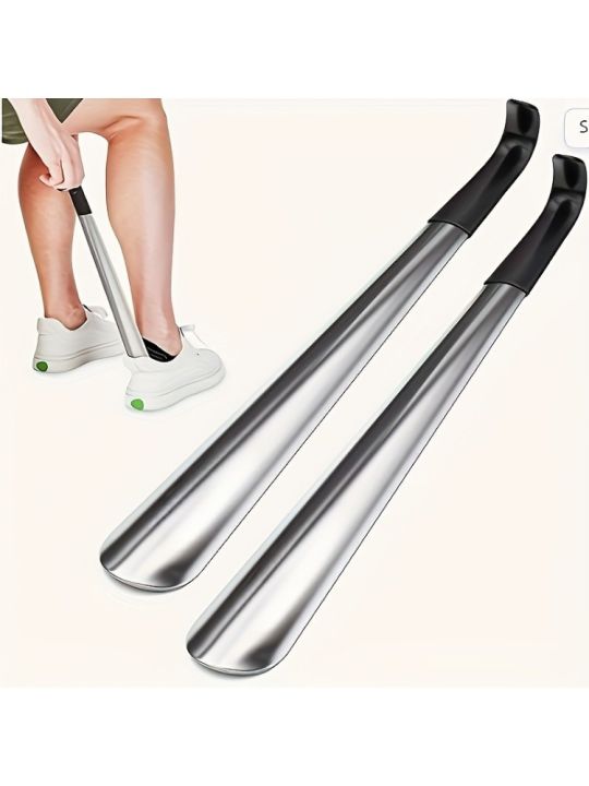 1pc%2016.5-inch%20Stainless%20Steel%20Pair%20Shoehorn%20With%20A%20Black%20Handle%20Makes%20It%20Easy%20To%20Wear%20Shoes%20Without%20Bending%20Over%20-%20Image%208