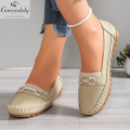 goreyodoly Women Comfortable Slip-On Loafers Lightweight Breathable Wide Fit Flats with Chain Decoration. 