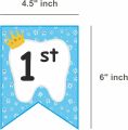 “I Got My First Tooth” Banner – Blue & Pink Card Garland | Baby First Tooth, First Birthday & Milestone Party Decoration | Photo Prop. 