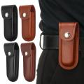 High Quality Leather Sheath Holder Knife Sheath Holster Camp Outdoor Carry Belt Loop Case Fold Knife Tool Flashlight Case. 