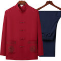 Tang Suit (top + Pants) Men's Middle-aged and Elderly Father Long Sleeve Old Man Clothes Grandpa Wear Chinese Style Tai Chi Suit.