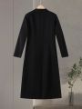 Black Women Long Office Blazer Fashion Long Sleeve Turn-down Collar Tunic Single Breasted Pockets Female Spring Coat 2026. 
